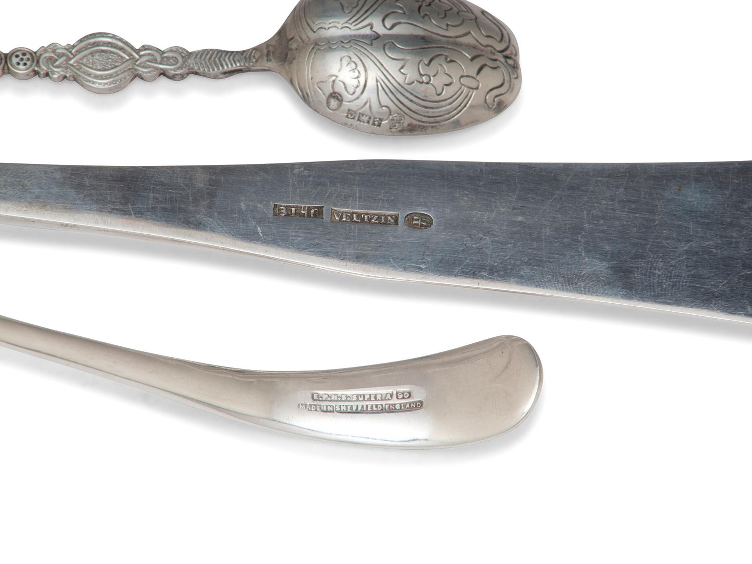 A Collection of Irish and English Silver Flatware Articles