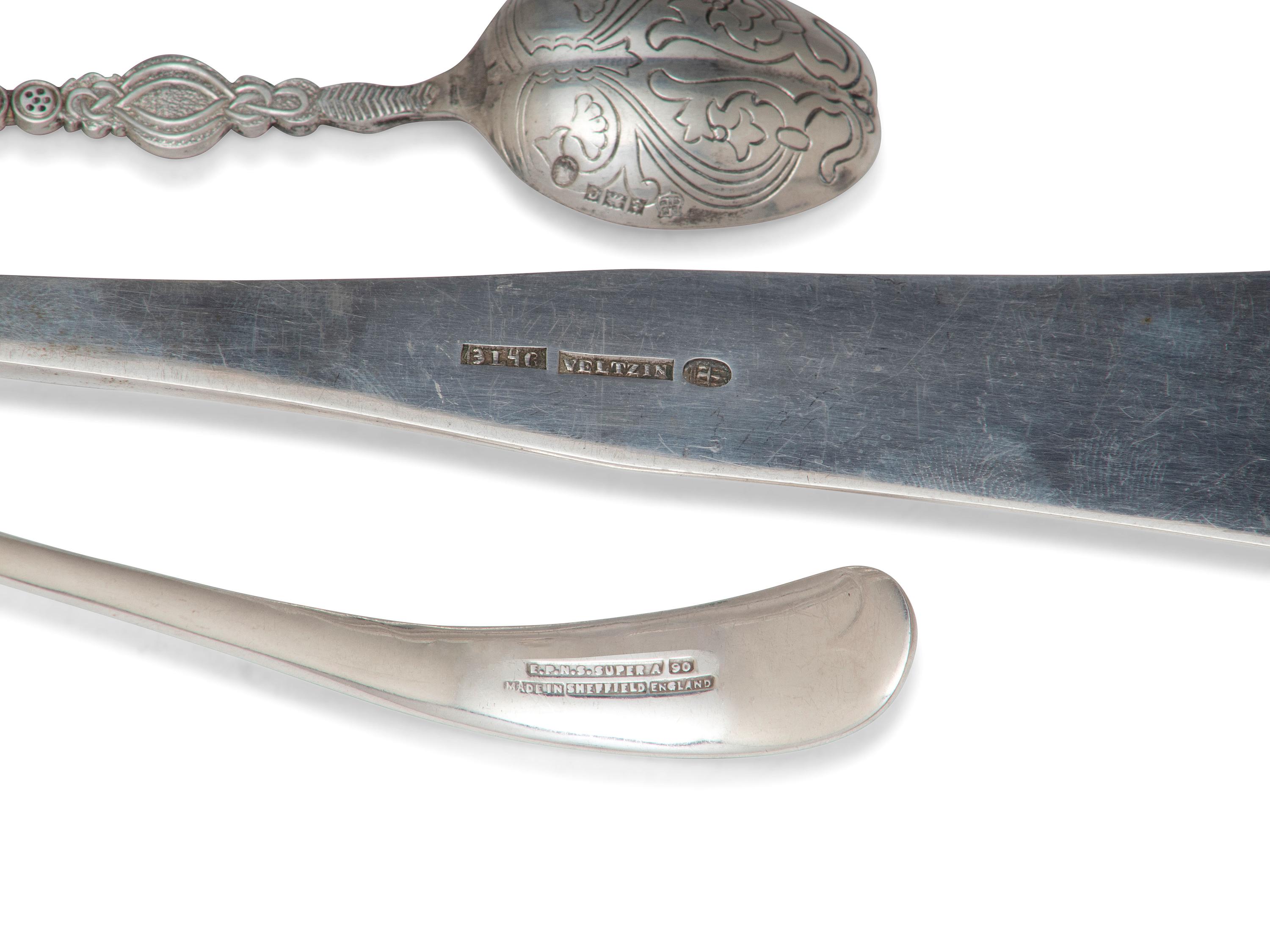 A Collection of Irish and English Silver Flatware Articles