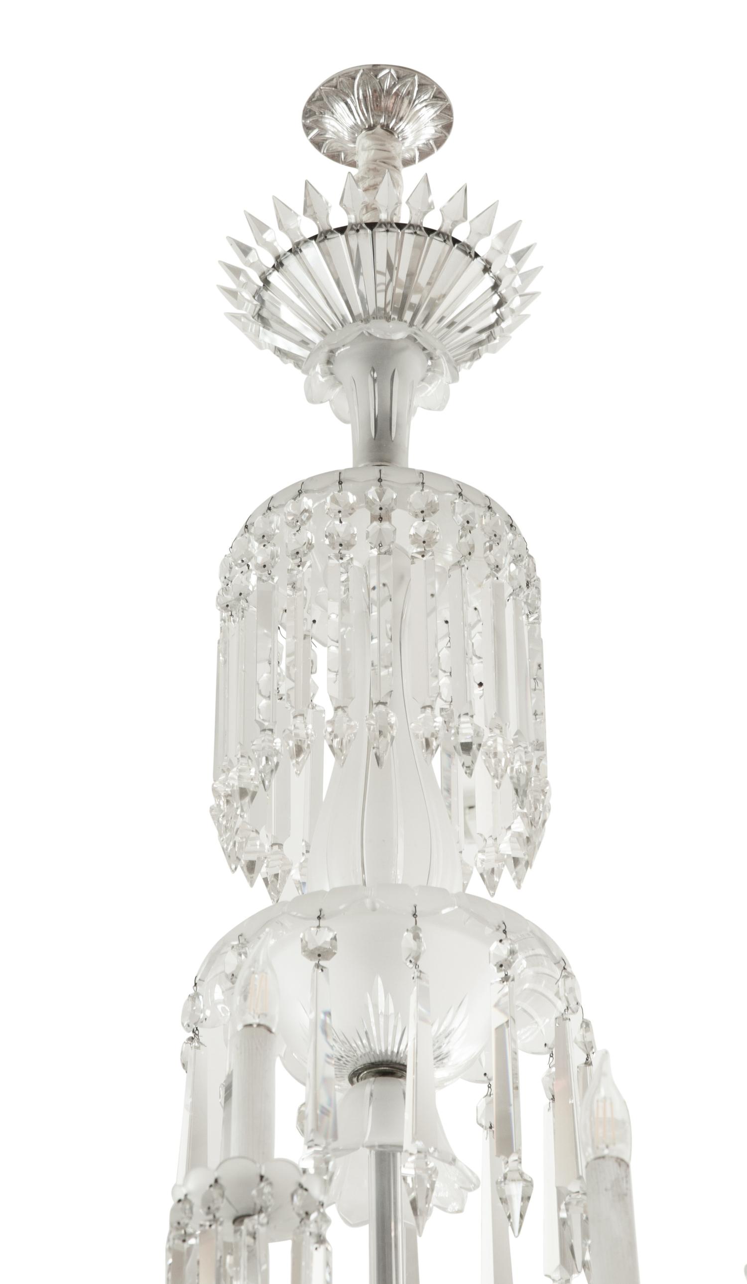 A Baccarat Cut and Etched Glass Twelve-Light Chandelier