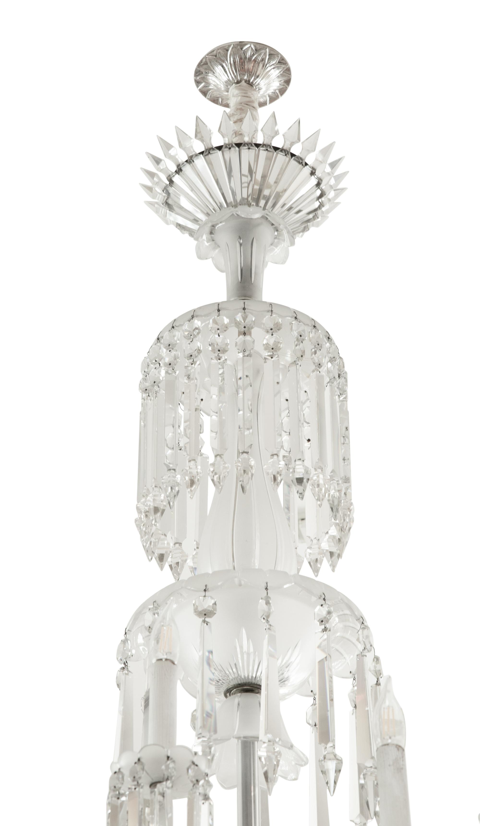 A Baccarat Cut and Etched Glass Twelve-Light Chandelier