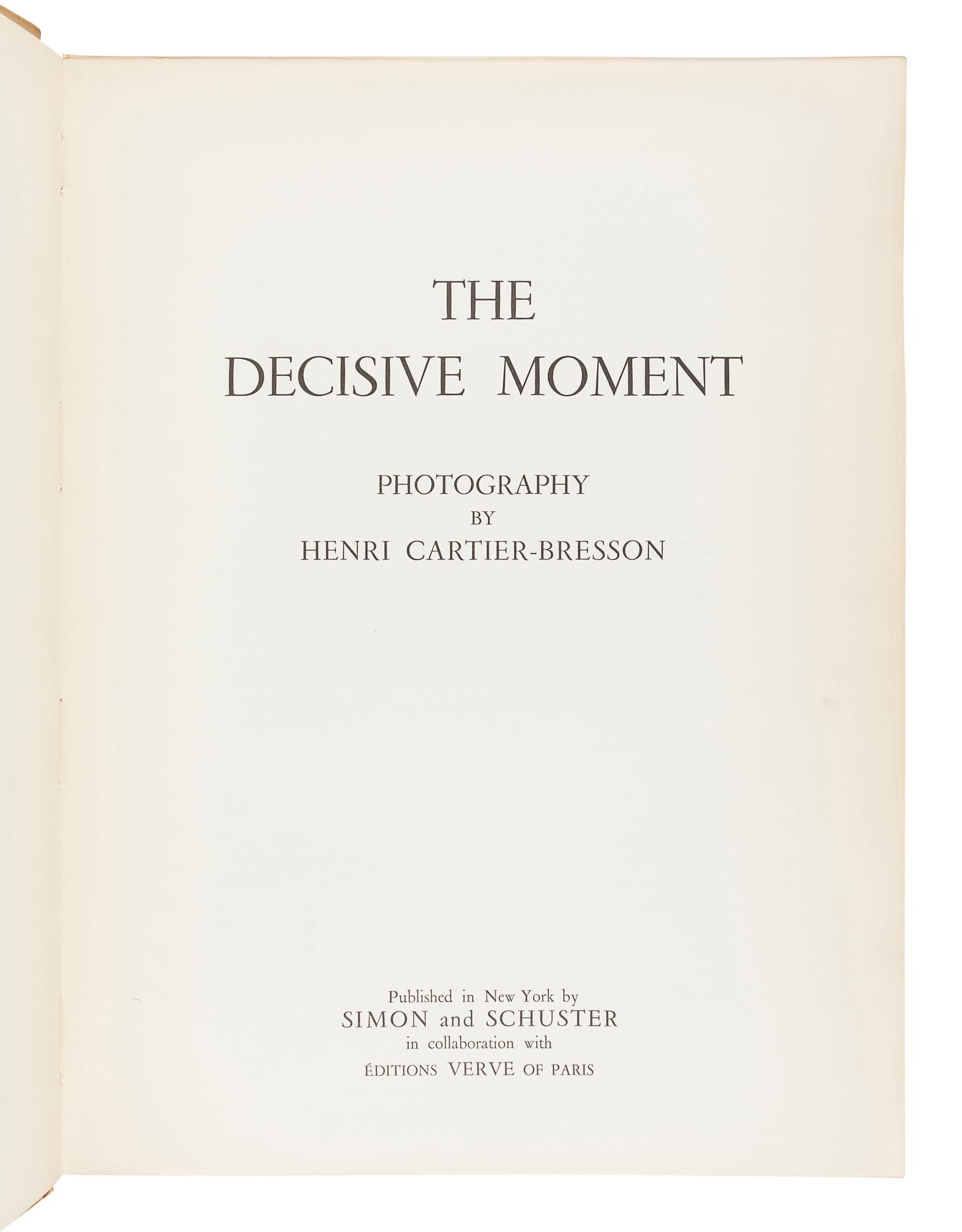 CARTIER-BRESSON, Henri (1908-2004). The Decisive Moment. New York: Simon and Schuster, 1952.