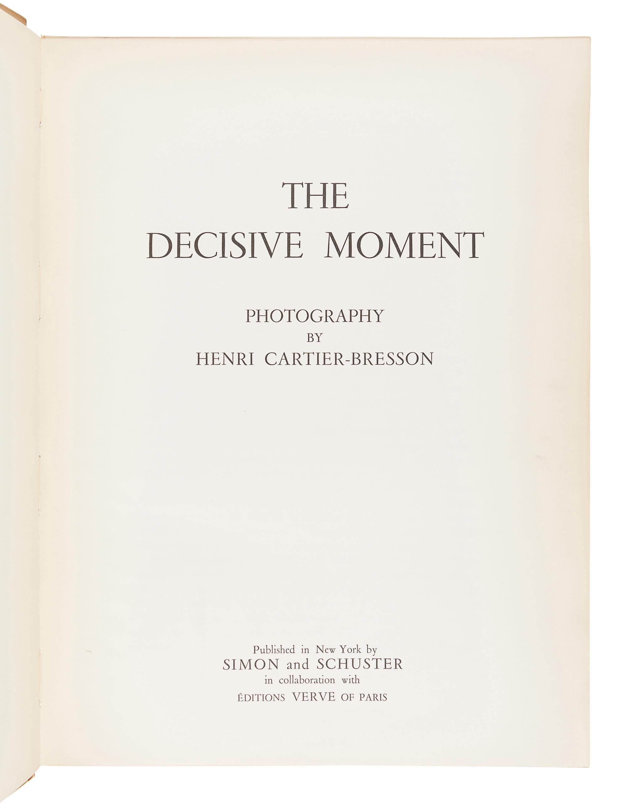 CARTIER-BRESSON, Henri (1908-2004). The Decisive Moment. New York: Simon and Schuster, 1952.