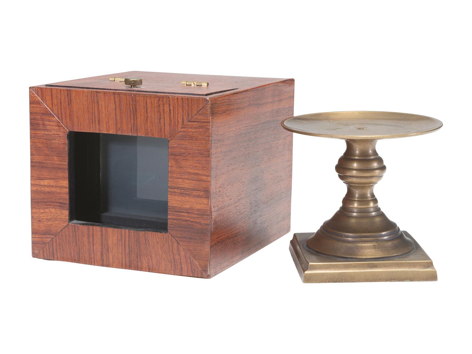 [CAMERAS]. Replica chamfered ninth plate daguerreotype camera with Gasc and Charconnet lens.