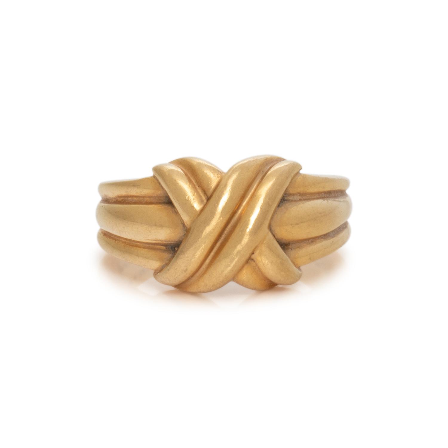 TIFFANY & CO., YELLOW GOLD 'SIGNATURE X' RING