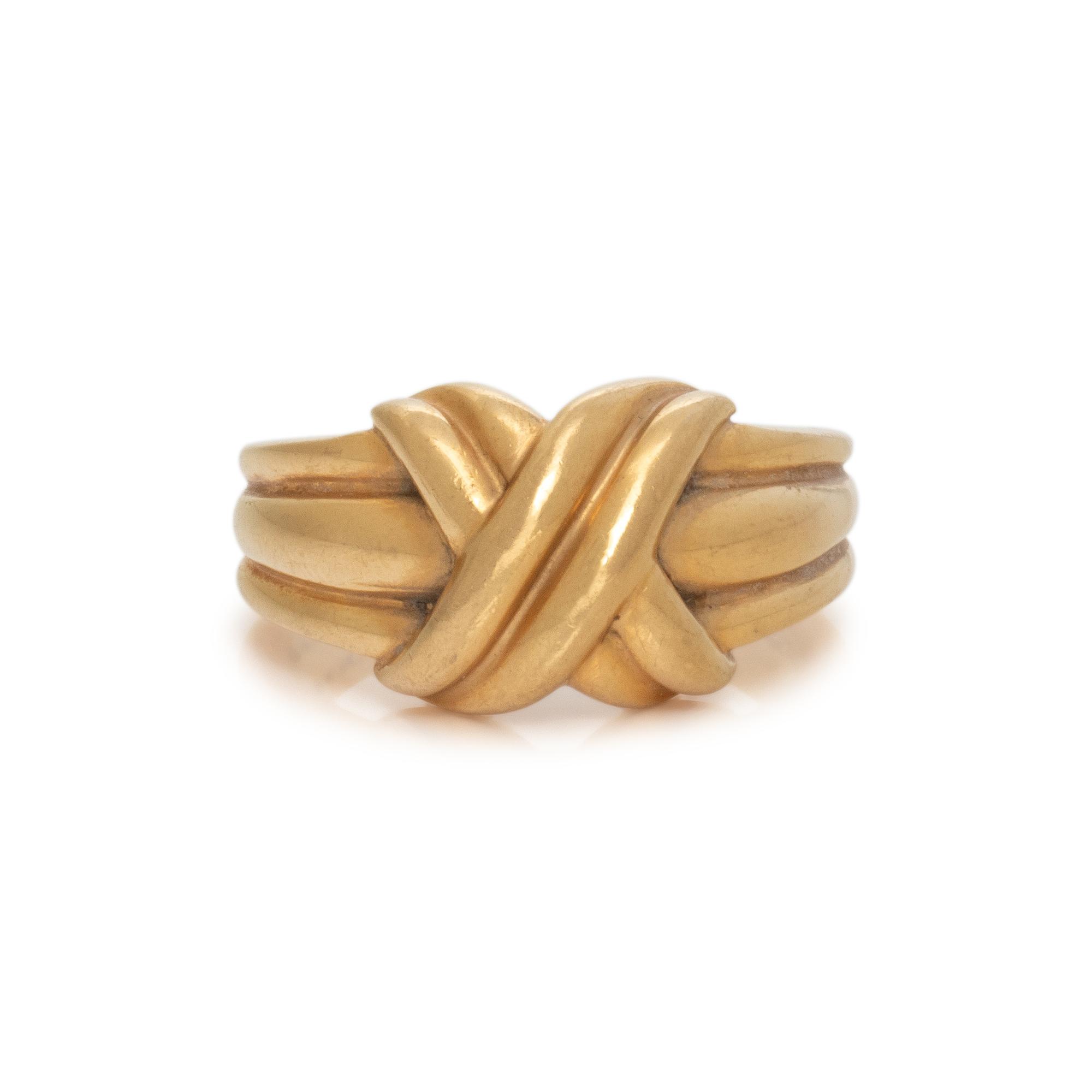 TIFFANY & CO., YELLOW GOLD 'SIGNATURE X' RING