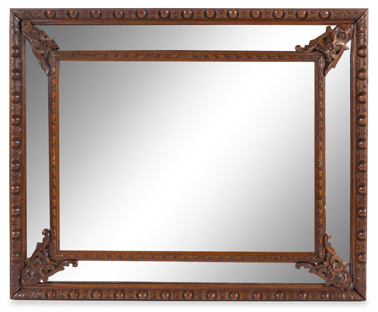 A Regence Style Oak Mirror Height 38 x width 47 1/2 inches. — 19TH CENTURY