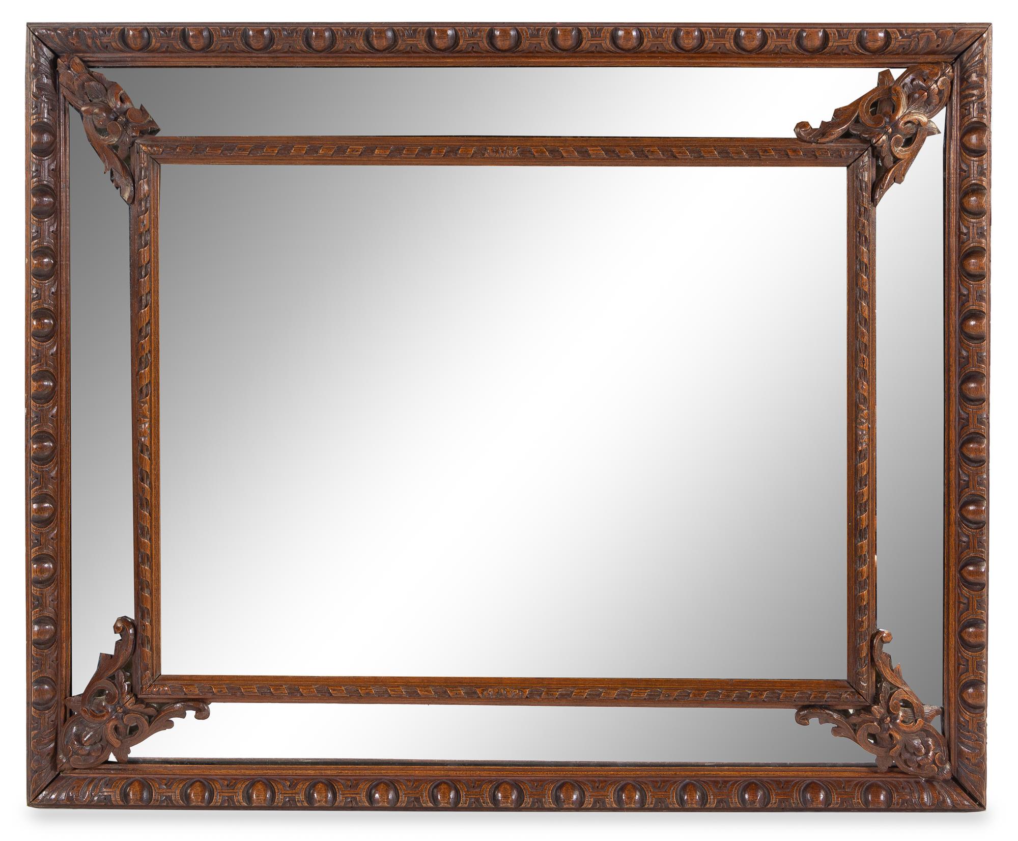 A Regence Style Oak Mirror Height 38 x width 47 1/2 inches. — 19TH CENTURY