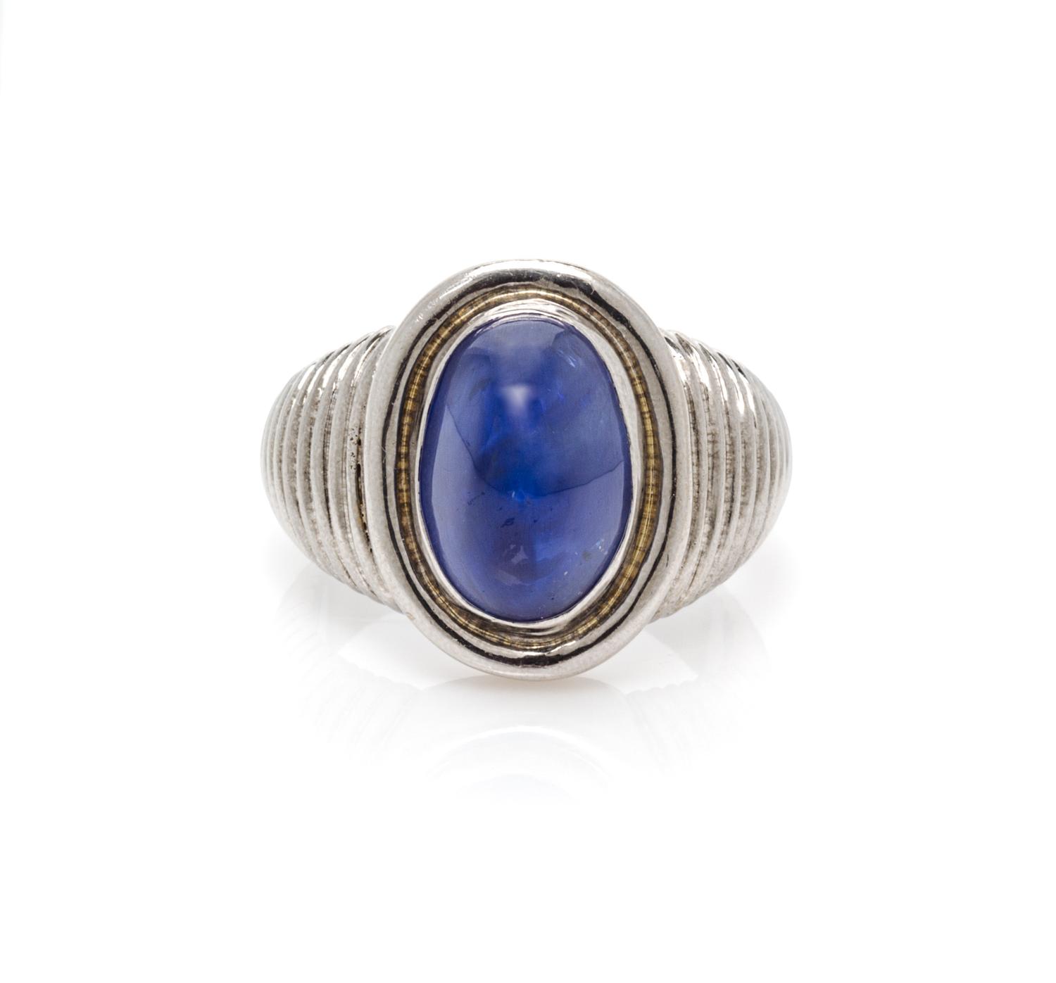 A Platinum and Sapphire Ring, Graff, 12.70 dwts.