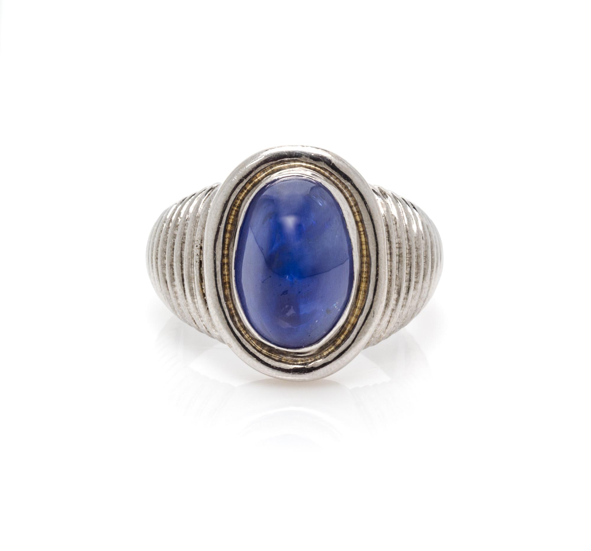 A Platinum and Sapphire Ring, Graff, 12.70 dwts.