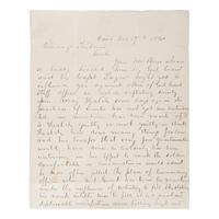 Lincoln, Abraham (1809-1865). Autograph endorsement signed ("A. Lincoln"), 8 lines, Washington, D.C., 4 January 1862, on the verso of an anonymous letter addressed to the Chicago Tribune, Cairo, Illinois, 24 December 1861.