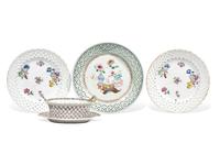 Five Chinese Export Porcelain Reticulated Table Articles