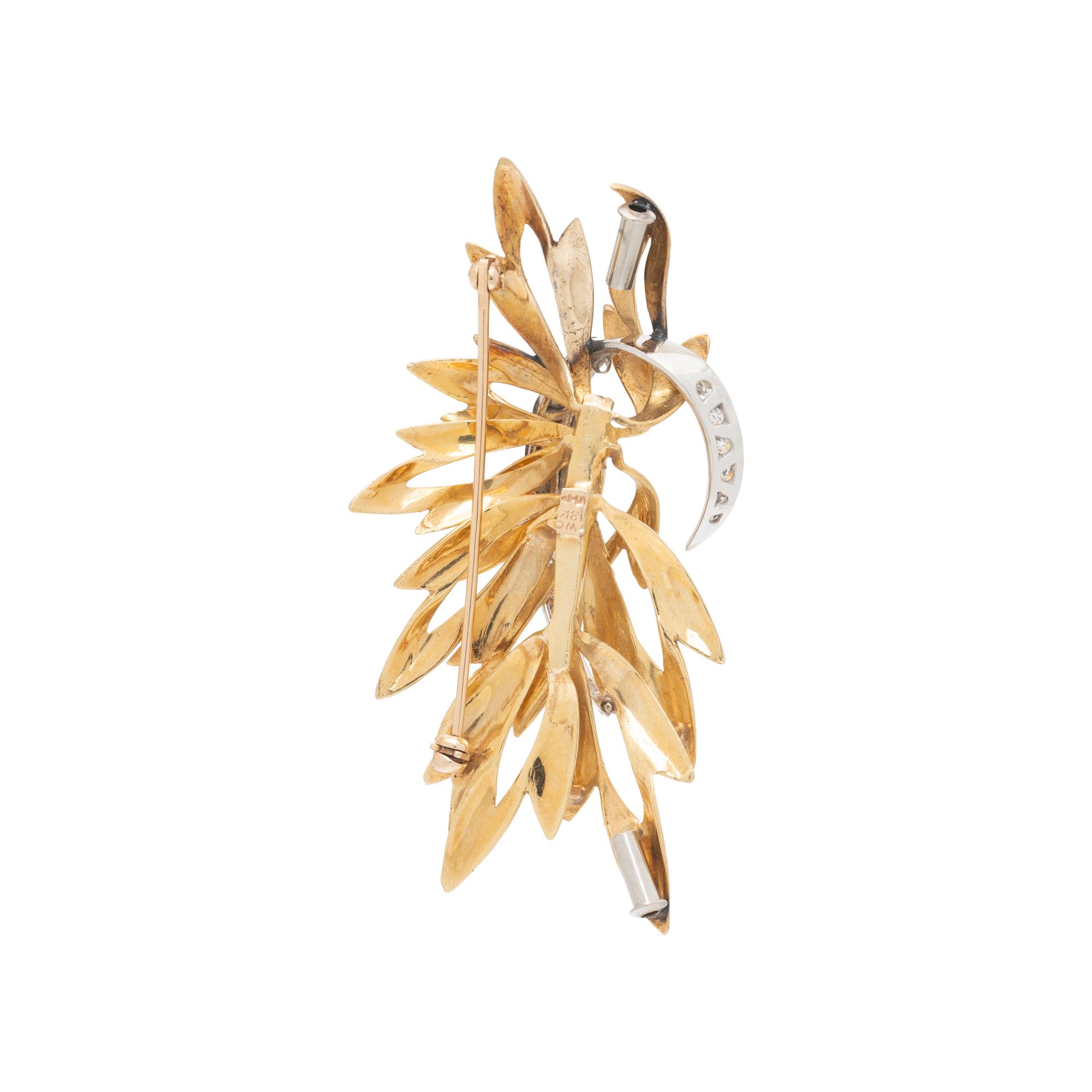 DIAMOND AND BICOLOR GOLD BROOCH