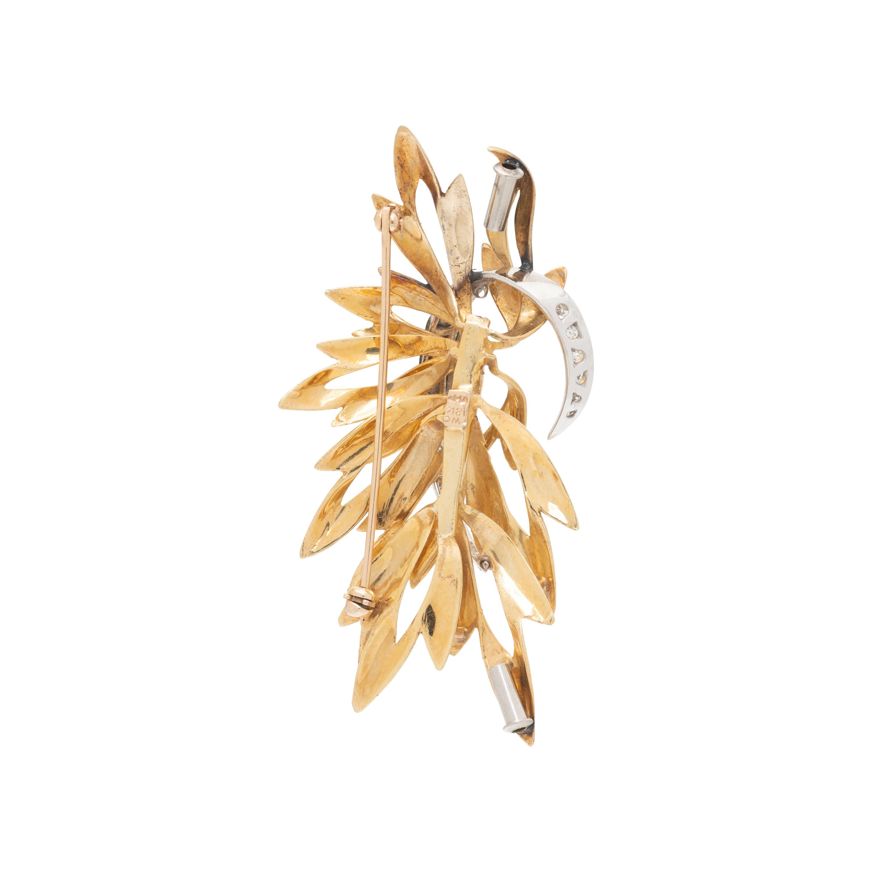 DIAMOND AND BICOLOR GOLD BROOCH
