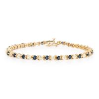 Diamond, Sapphire, and Yellow Gold Line Bracelet