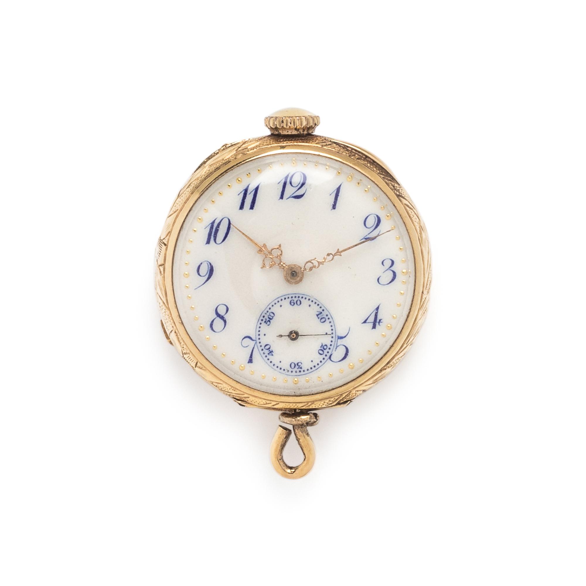 14K YELLOW GOLD HUNTER CASE POCKET WATCH AND CHAIN