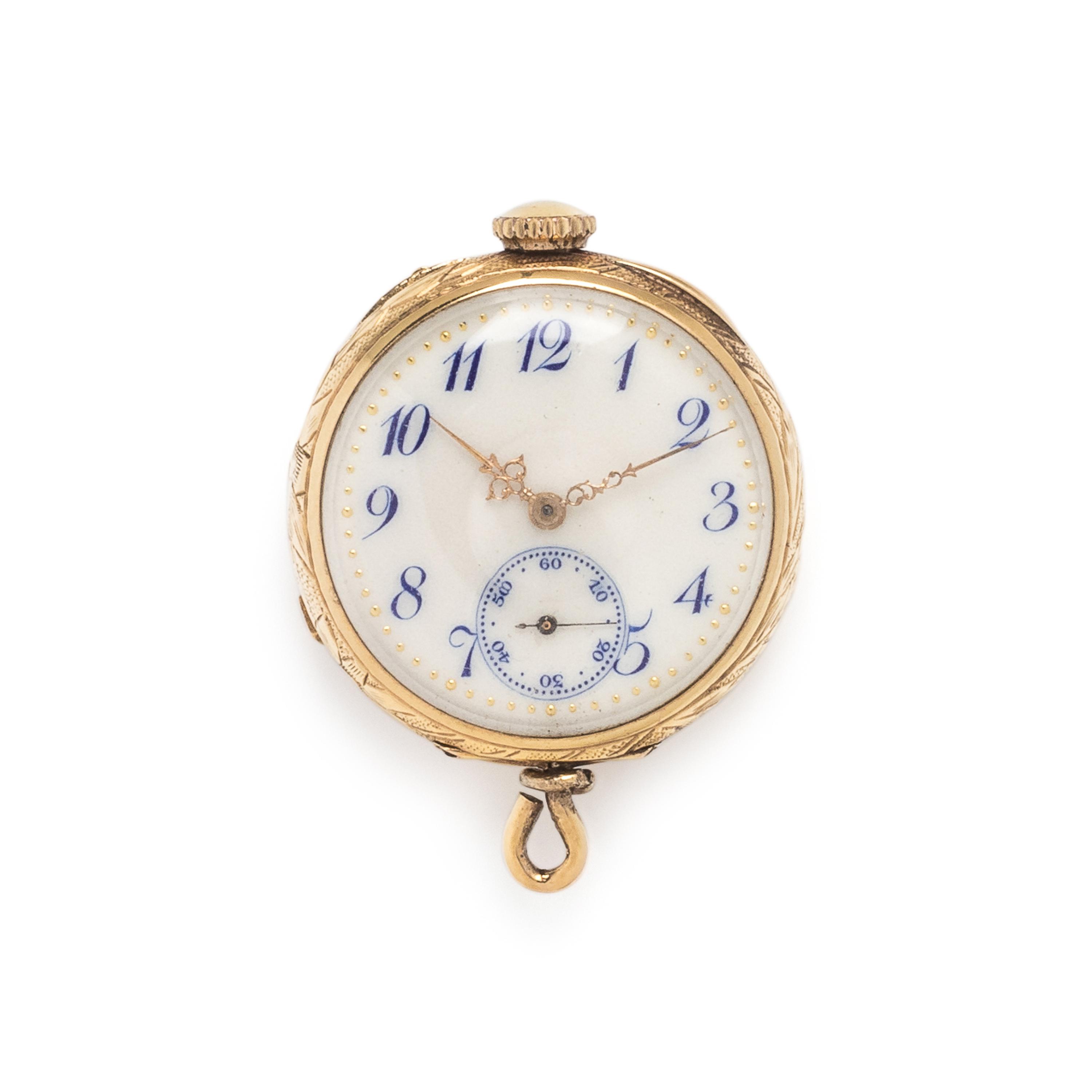 14K YELLOW GOLD HUNTER CASE POCKET WATCH AND CHAIN