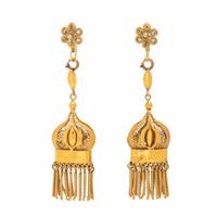 Yellow Gold Pollera Tassel Earrings