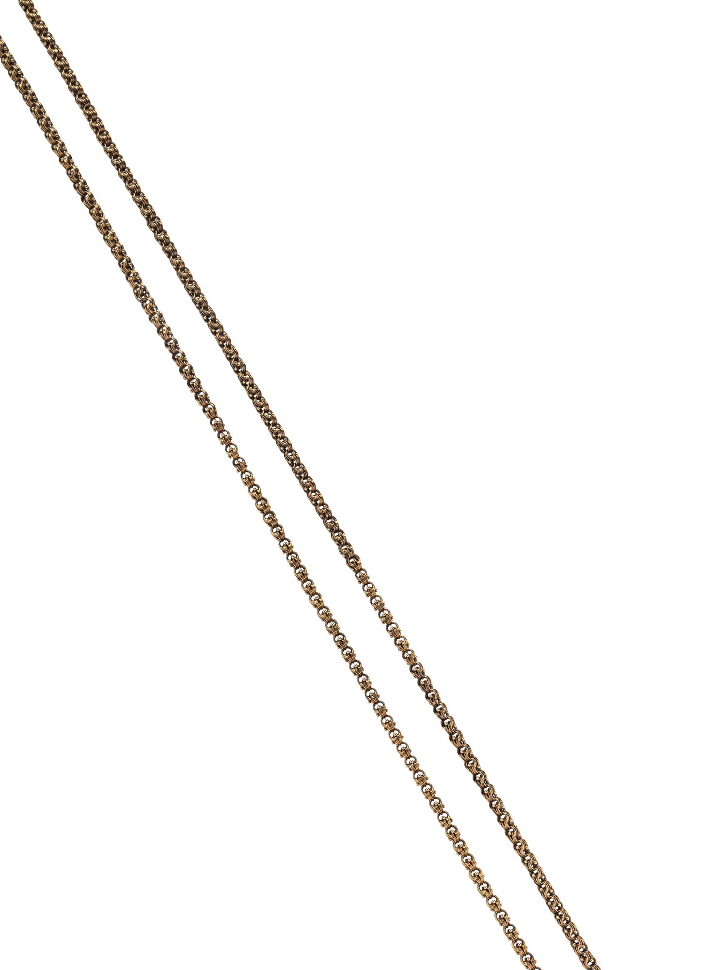 VICTORIAN, YELLOW GOLD LONG CHAIN NECKLACE
