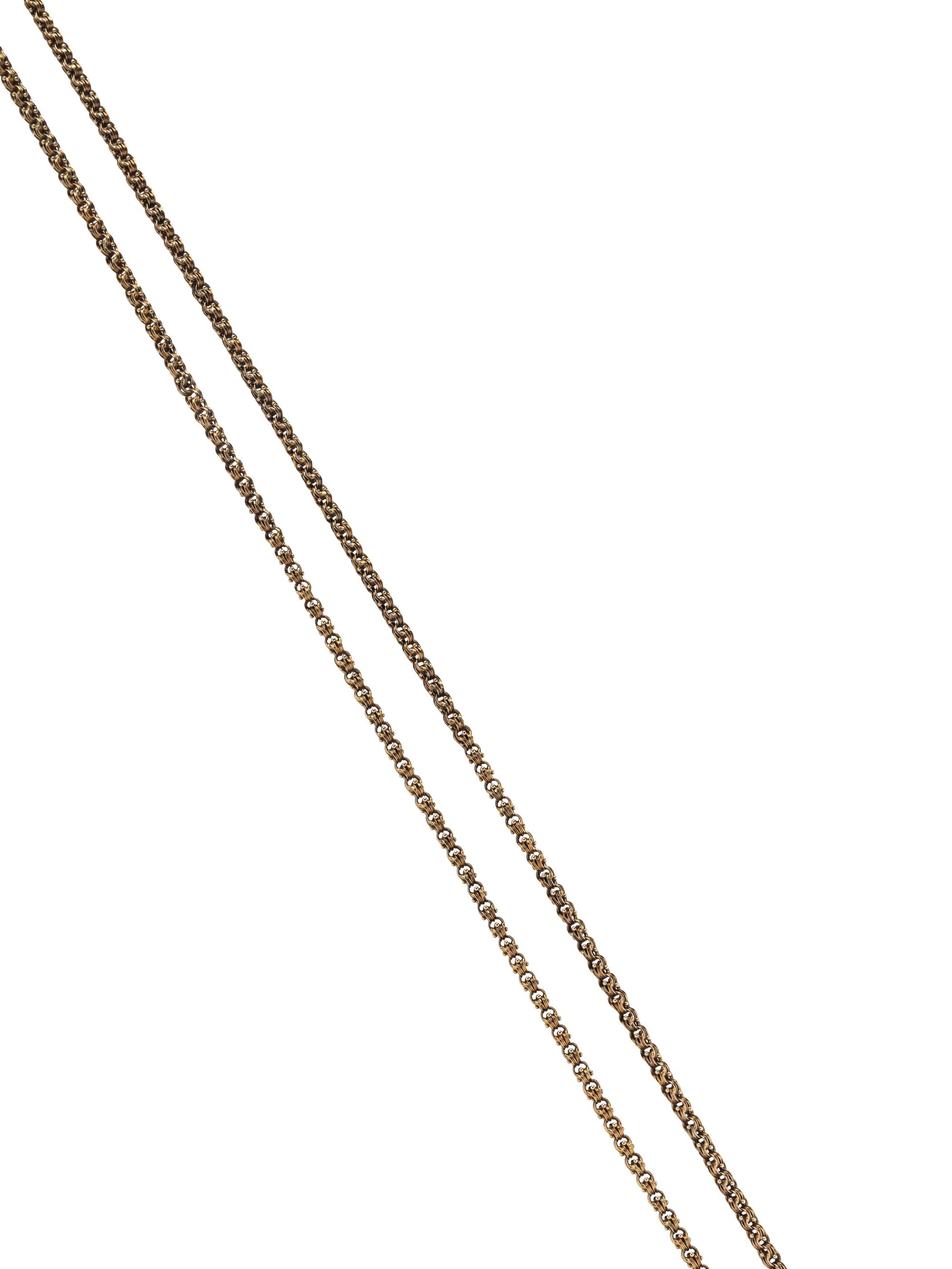 VICTORIAN, YELLOW GOLD LONG CHAIN NECKLACE