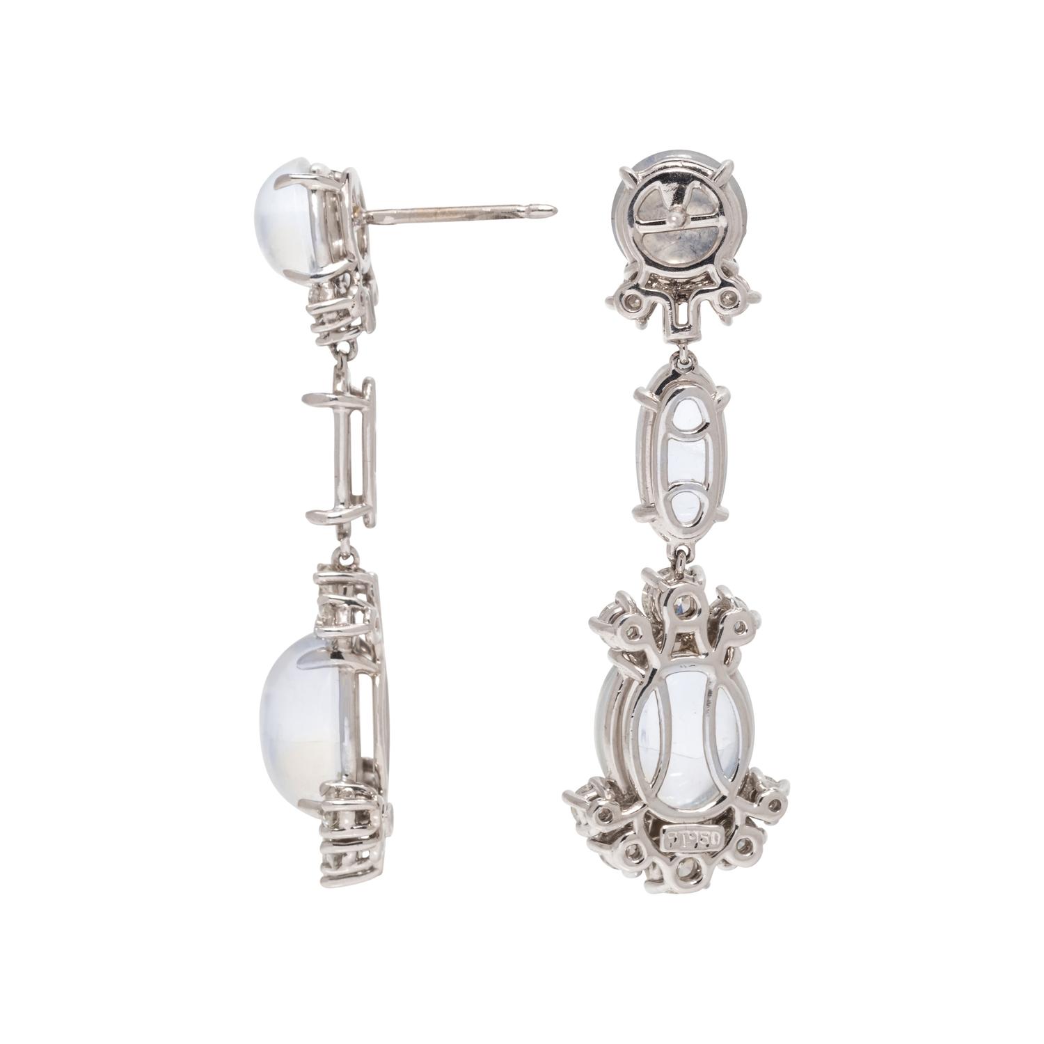 MOONSTONE AND DIAMOND EARRINGS