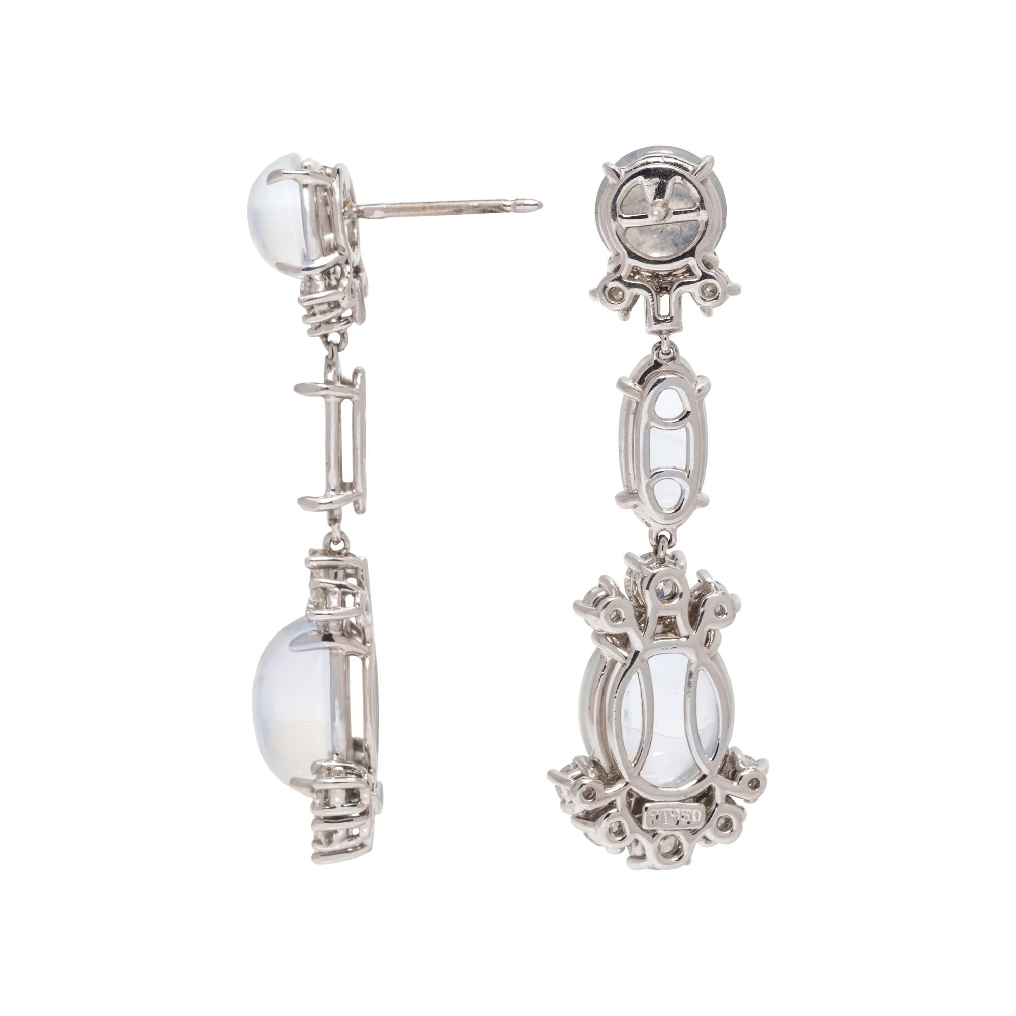 MOONSTONE AND DIAMOND EARRINGS