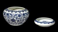 Two Chinese Blue and White Porcelain Brush Washer, Xi