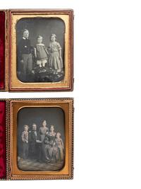 [EARLY PHOTOGRAPHY]. 4 half plate daguerreotypes of families, incl. example by FARIS of Cincinnati.