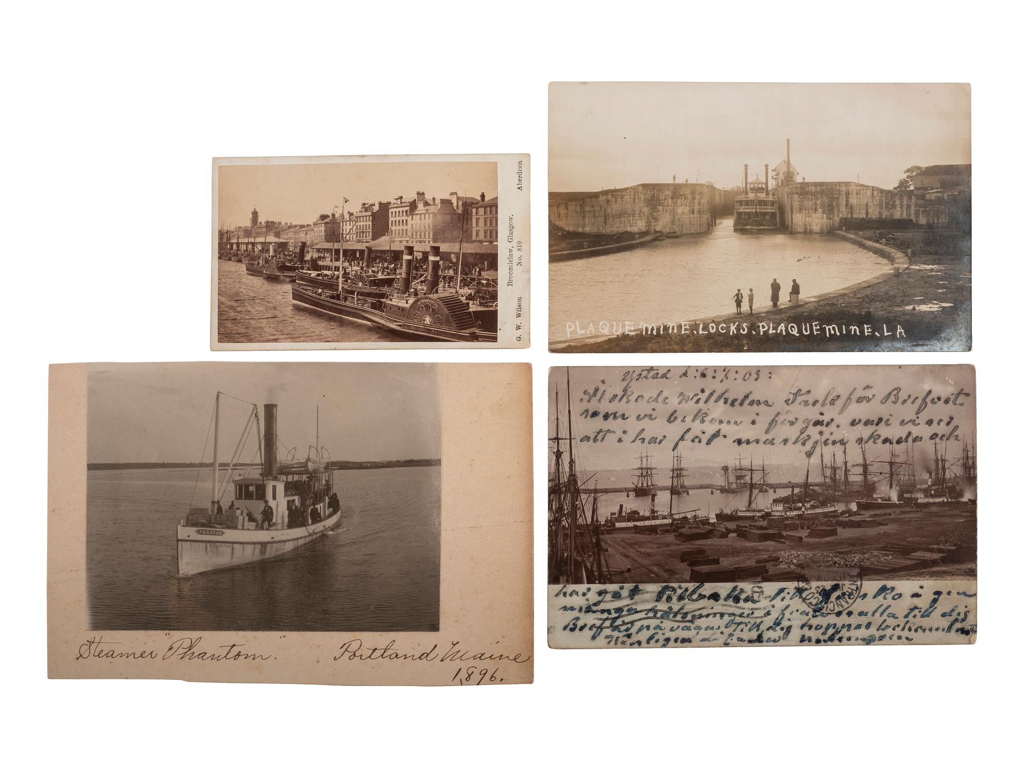 [BOATS]. A group of 54 RPPCs & photos of steamboats, sailing ships, and other vessels.