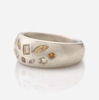 A Platinum and Multi-Colored Diamond Band