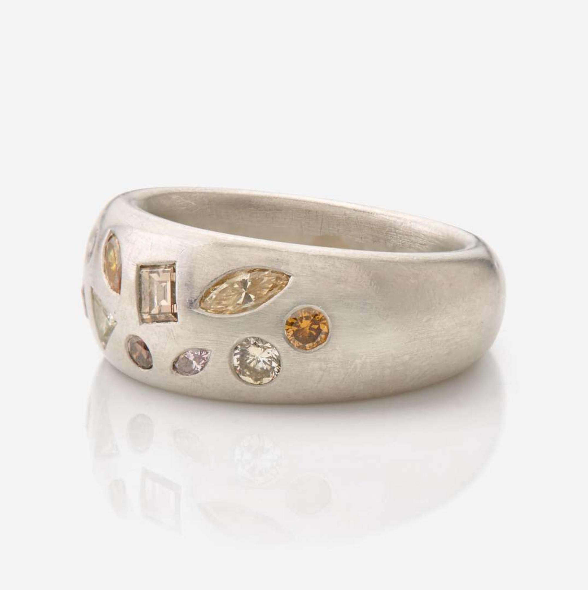 A Platinum and Multi-Colored Diamond Band