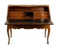 A Louis XV Style Inlaid Walnut Slant Front Desk — 19TH CENTURY