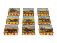 Two Lithograph Paper on Wood Building Block Sets