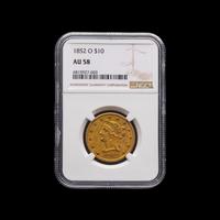An 1852-O Liberty Head $10 Gold Coin [NGC AU58]