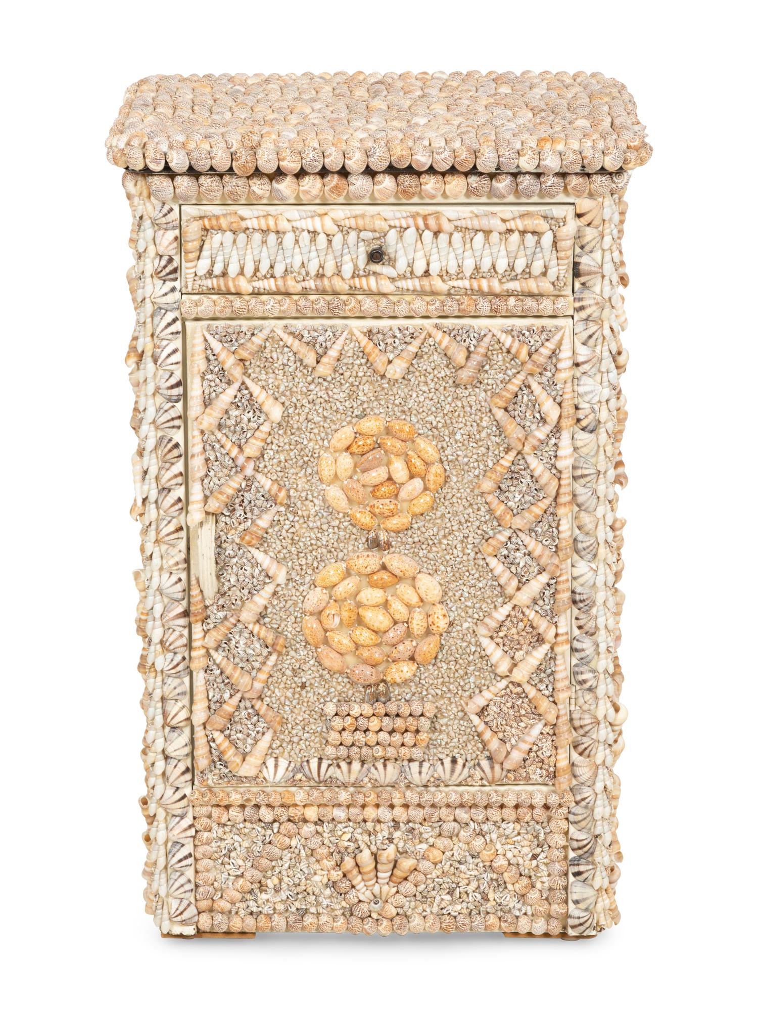 A Shell Encrusted Metal Side Cabinet