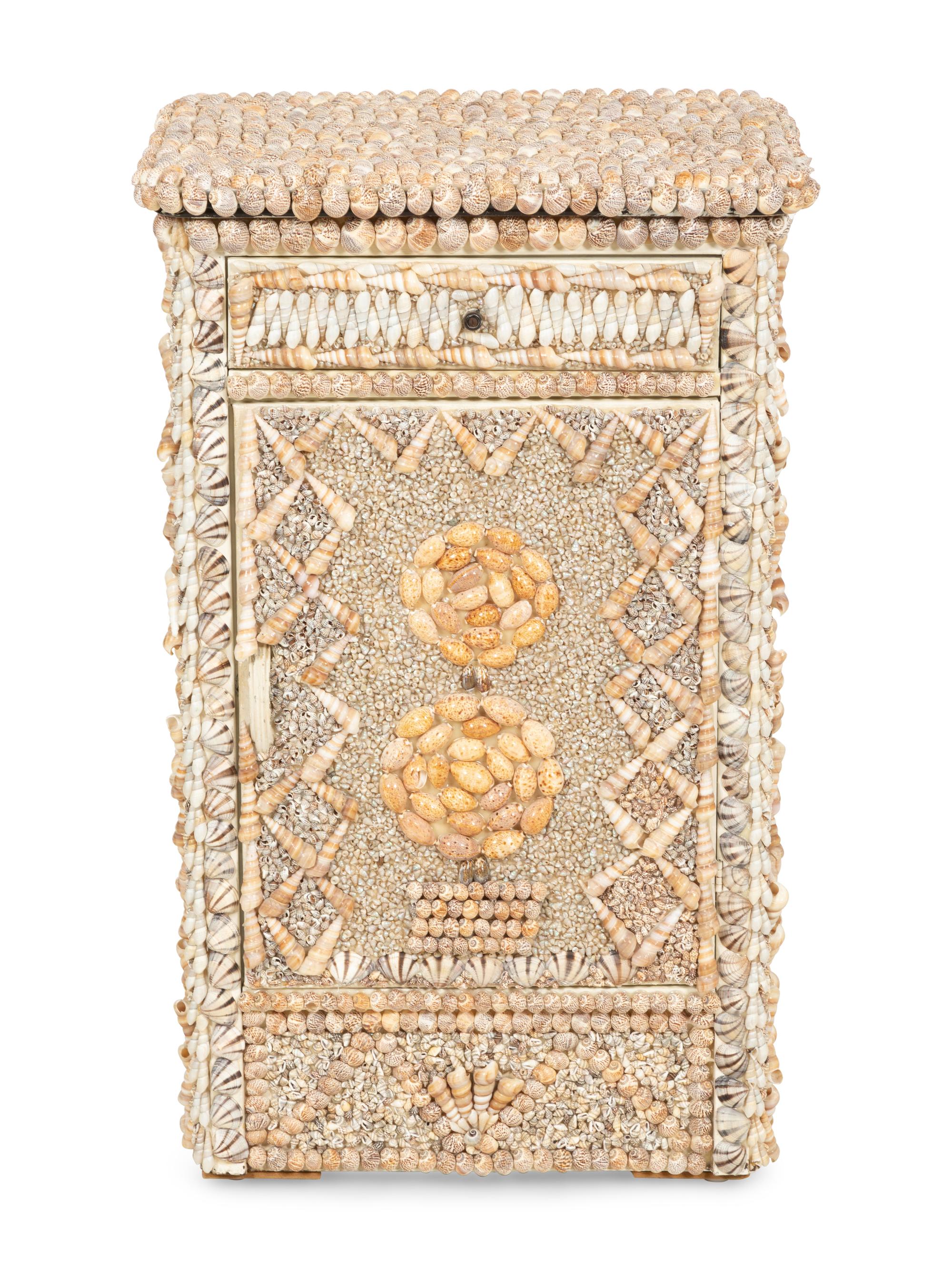 A Shell Encrusted Metal Side Cabinet