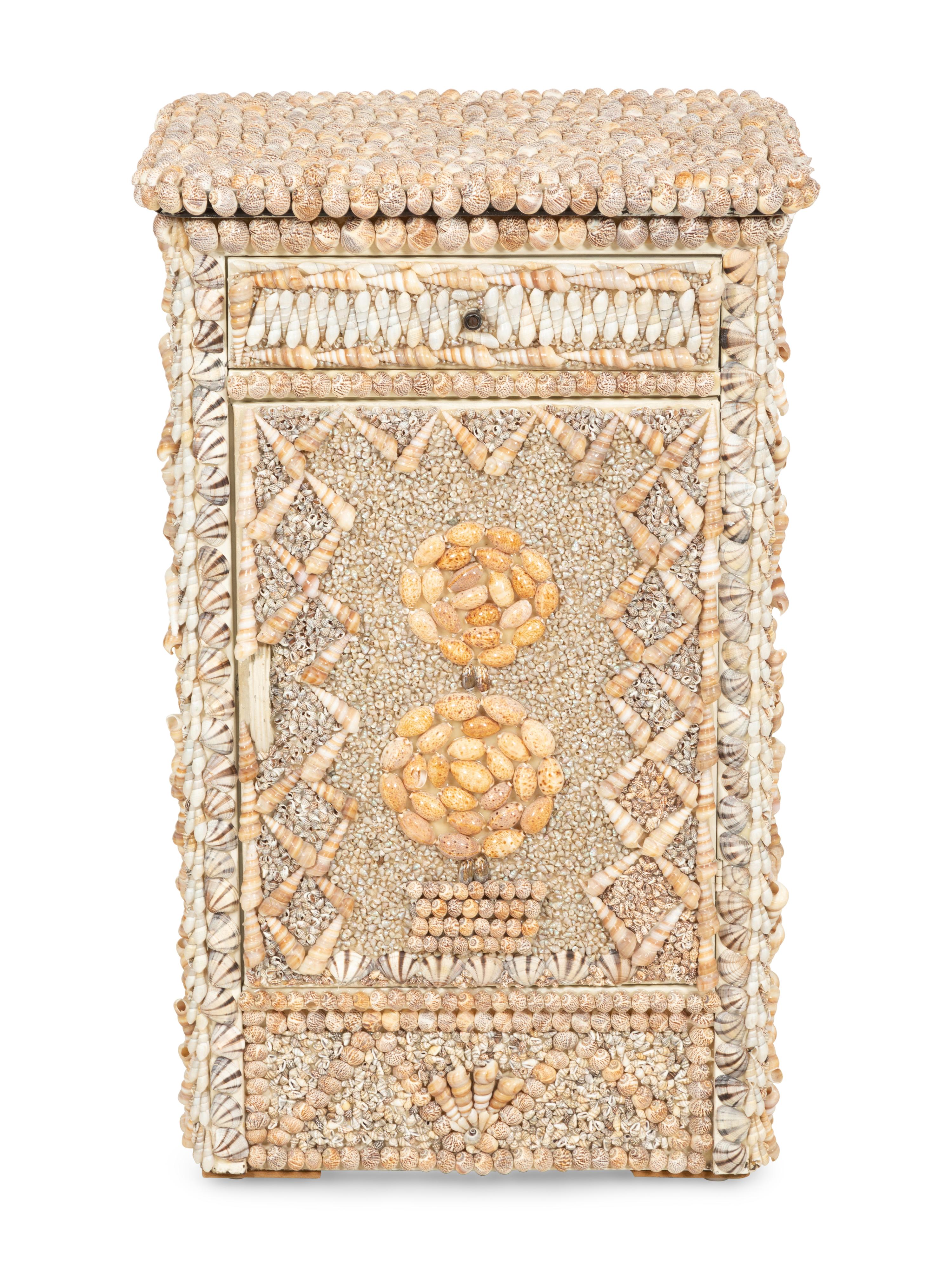 A Shell Encrusted Metal Side Cabinet