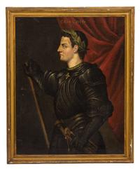 After Tiziano Vecellio, called Titian, (18th Century), Portraits of Roman Emperors Claudius (10 BC -54 AD) and Nero (37 AD - 68 AD) (tw