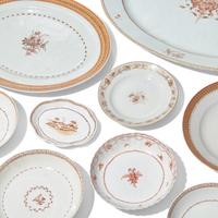 A Collection of Chinese Export Porcelain Sepia Tablewares