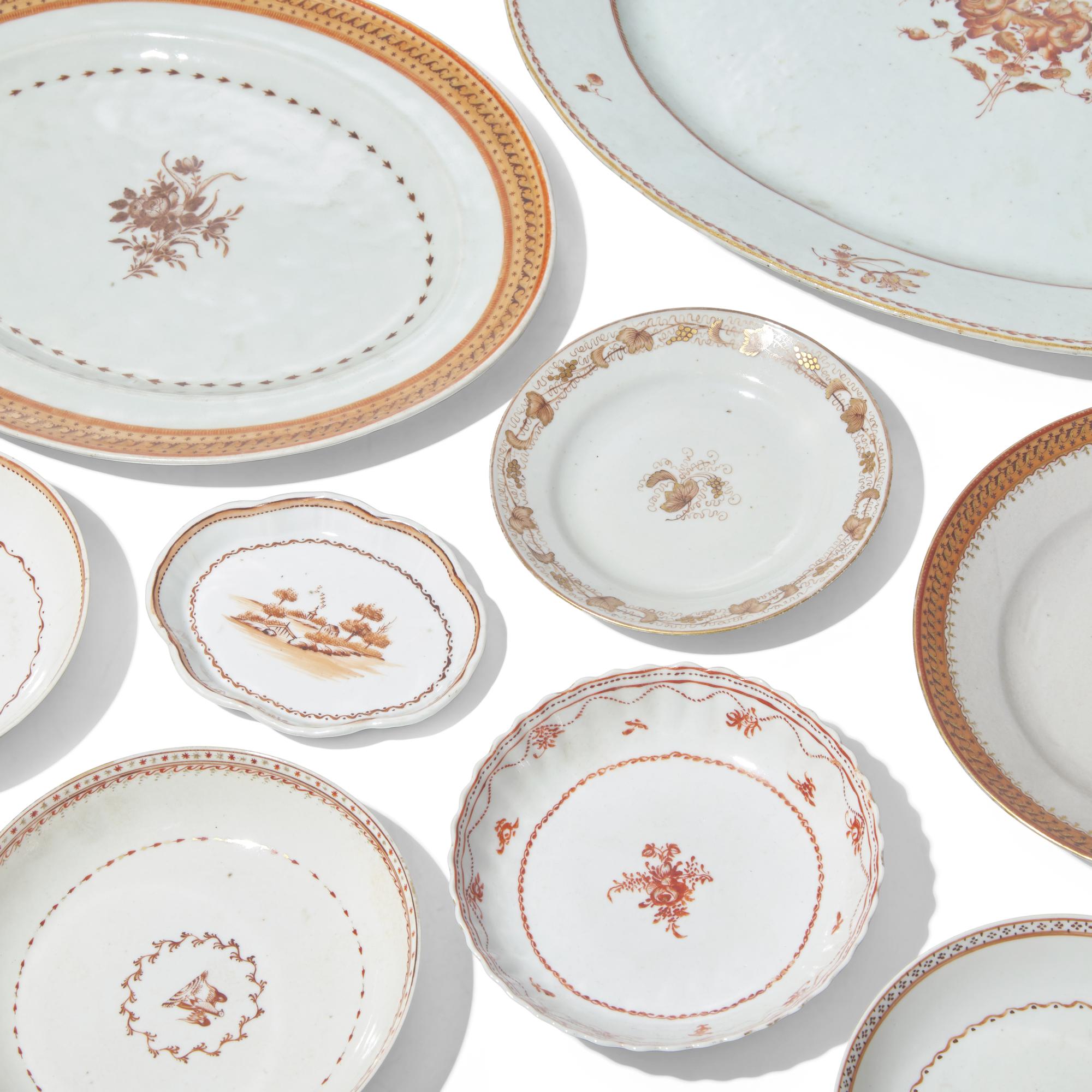 A Collection of Chinese Export Porcelain Sepia Tablewares