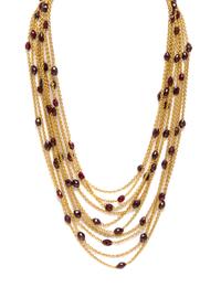 An 18 Karat Yellow Gold and Garnet Multi Strand Necklace, Scusi Paris, 53.70 dwts.