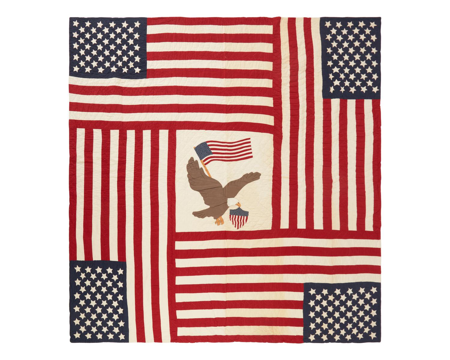 A Pieced and Appliqued Cotton Patriotic Quilt, 20th Century