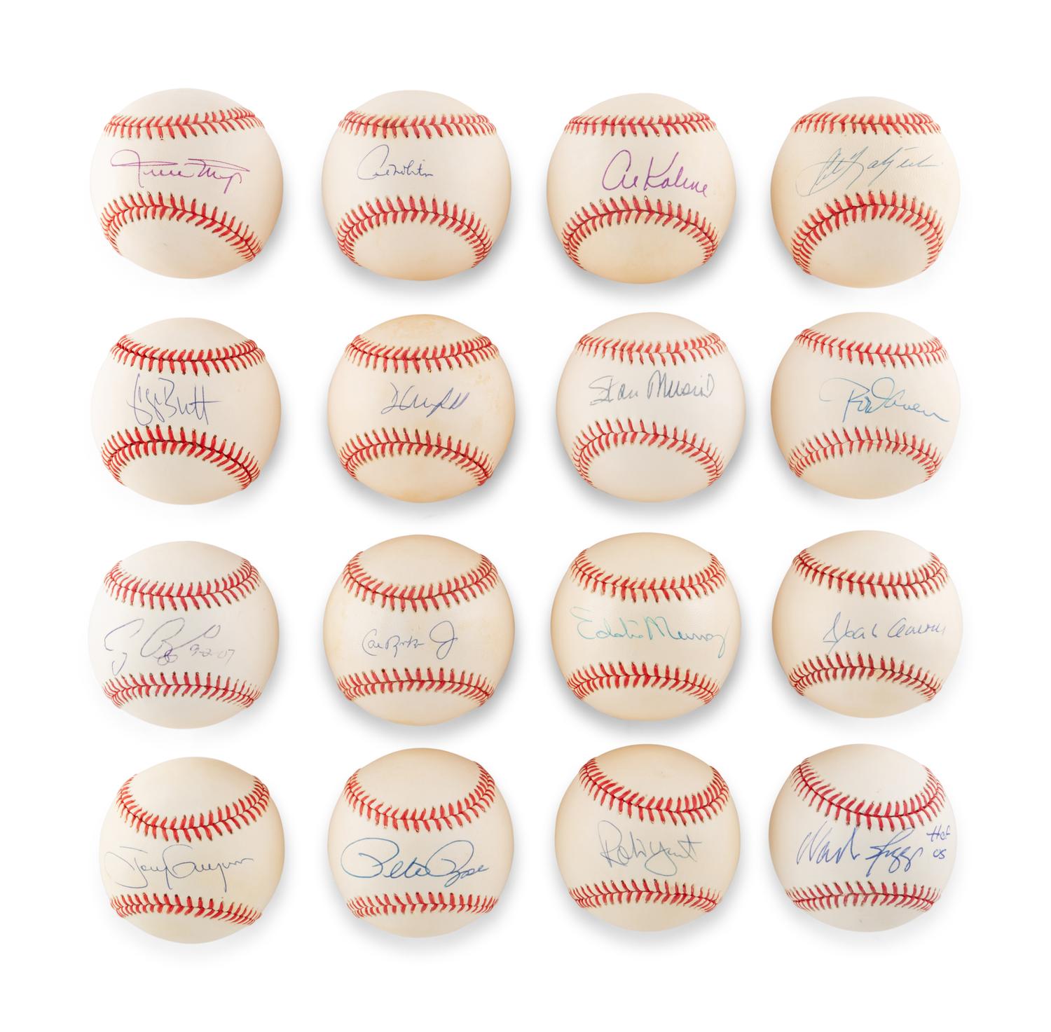 A Group of 16 3,000 Hit Club Signed Autograph Baseballs (Beckett Authentication Services),