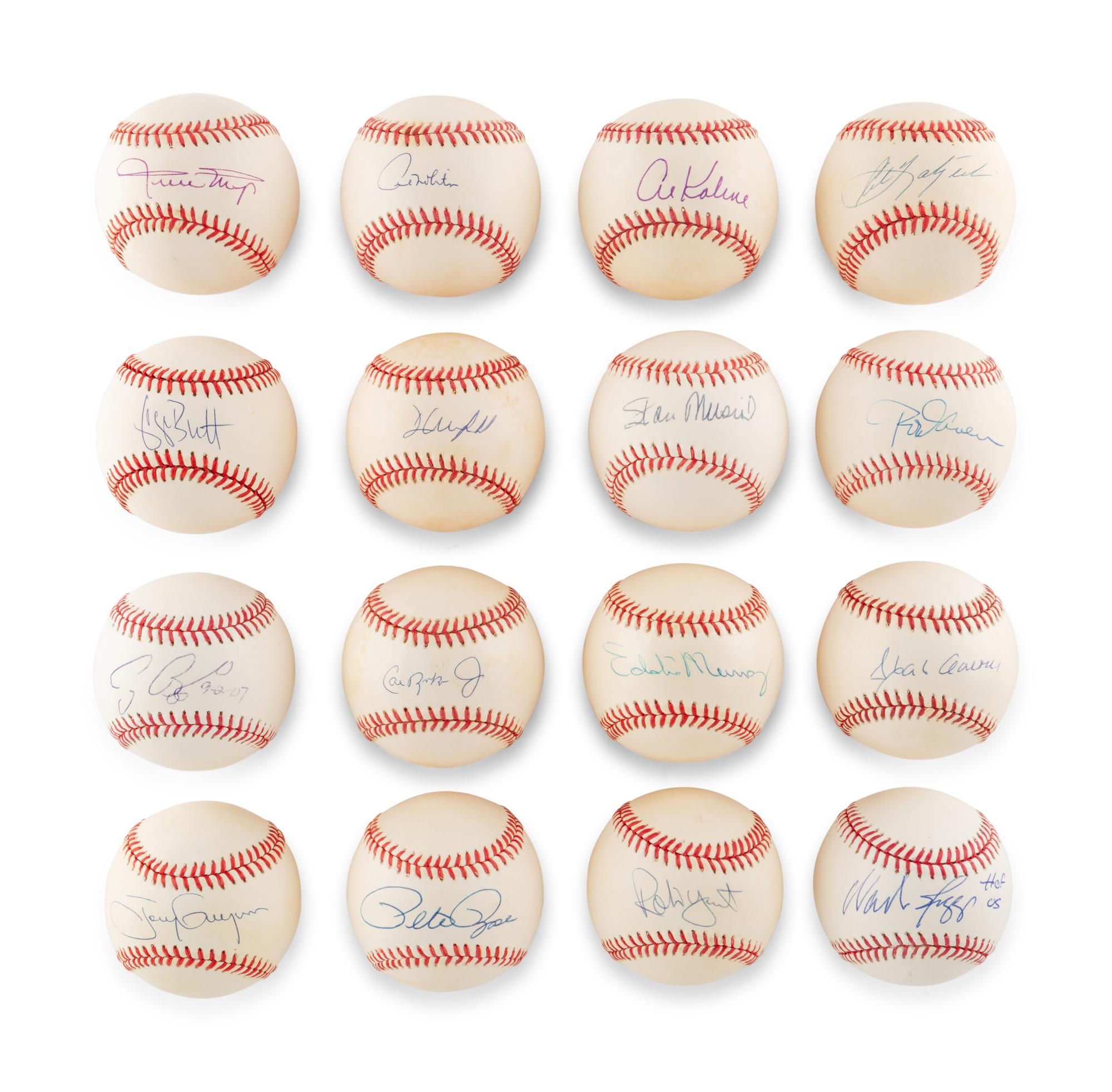 A Group of 16 3,000 Hit Club Signed Autograph Baseballs (Beckett Authentication Services),