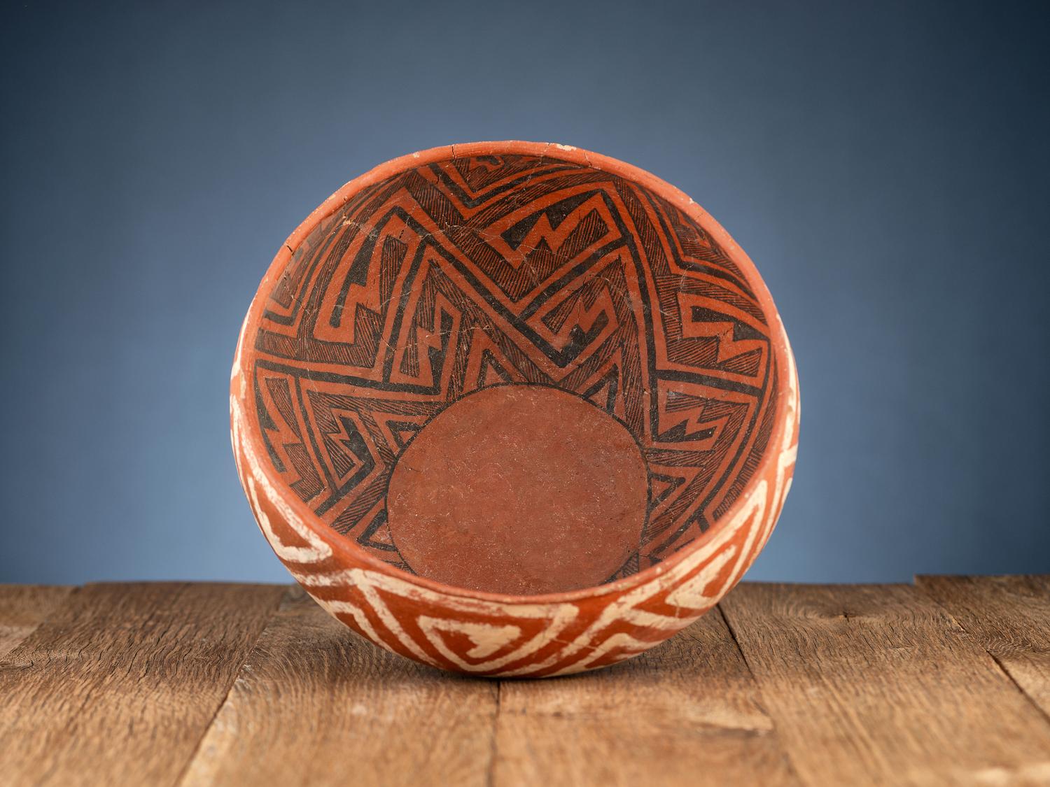 Pinedale Black-on-Red and St. Johns Polychrome Pottery Bowls