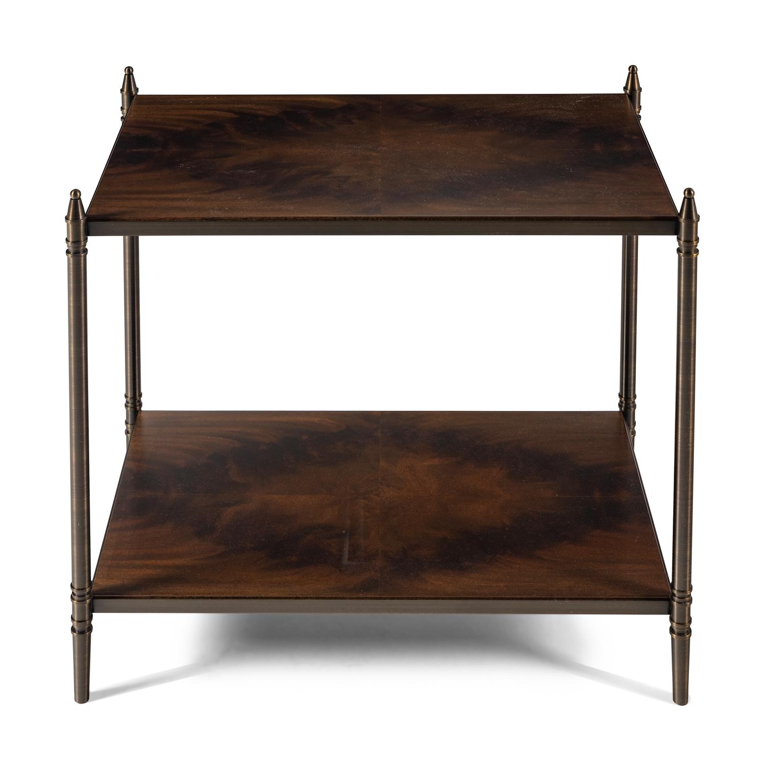 A Pair of Contemporary Bronze and Mahogany Side Tables