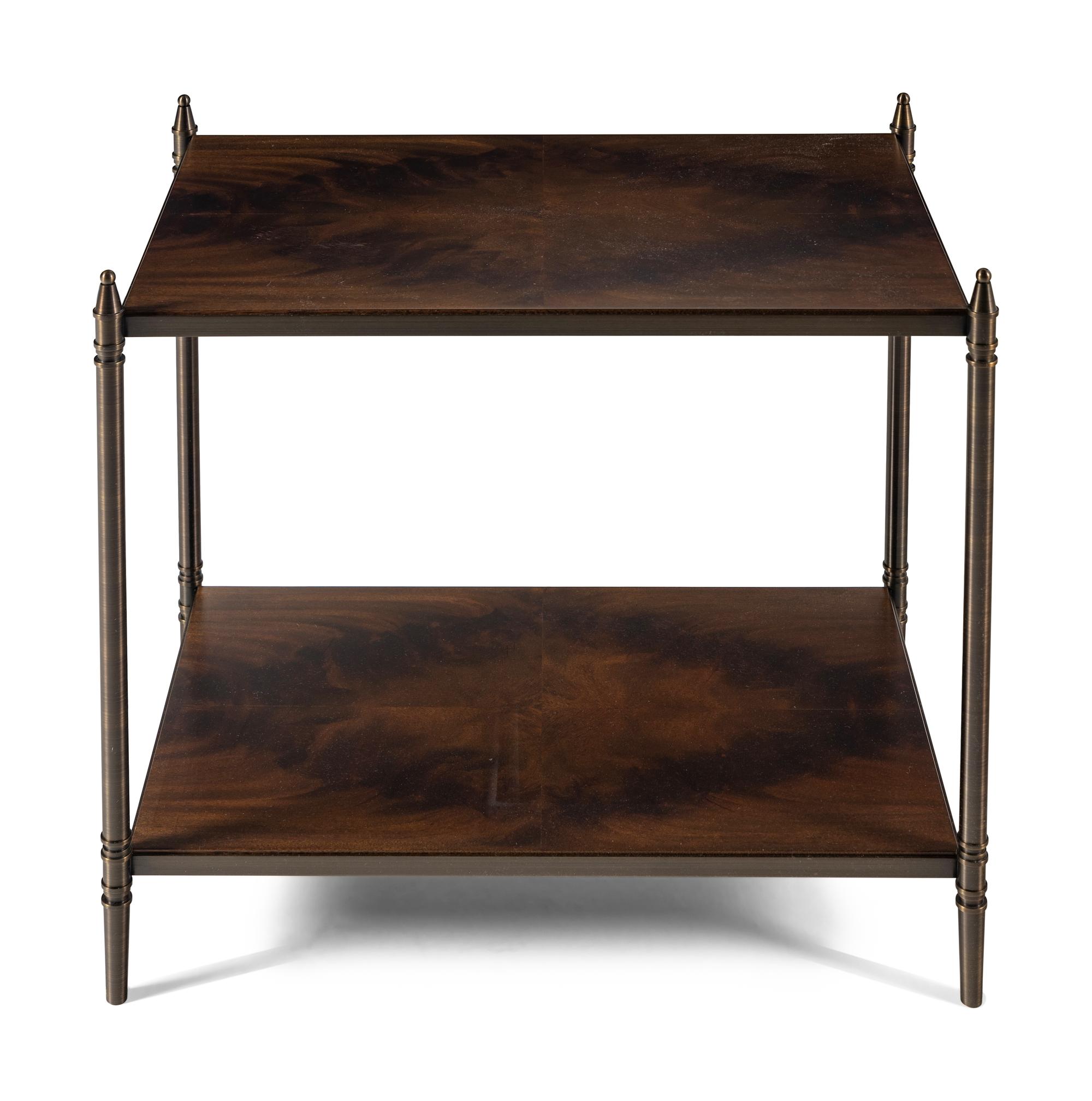 A Pair of Contemporary Bronze and Mahogany Side Tables