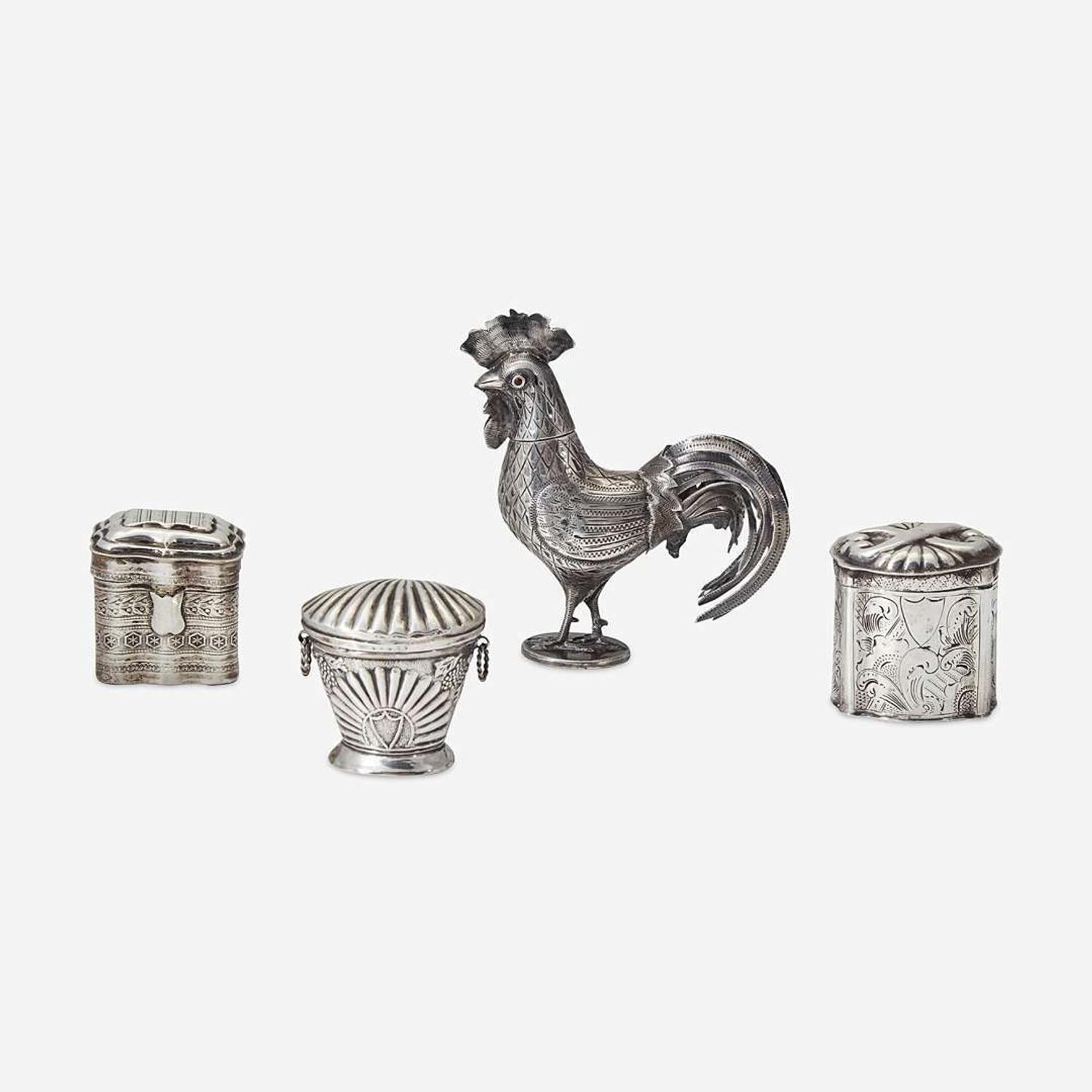 A group of four Continental silver boxes late 19th / early 20th century