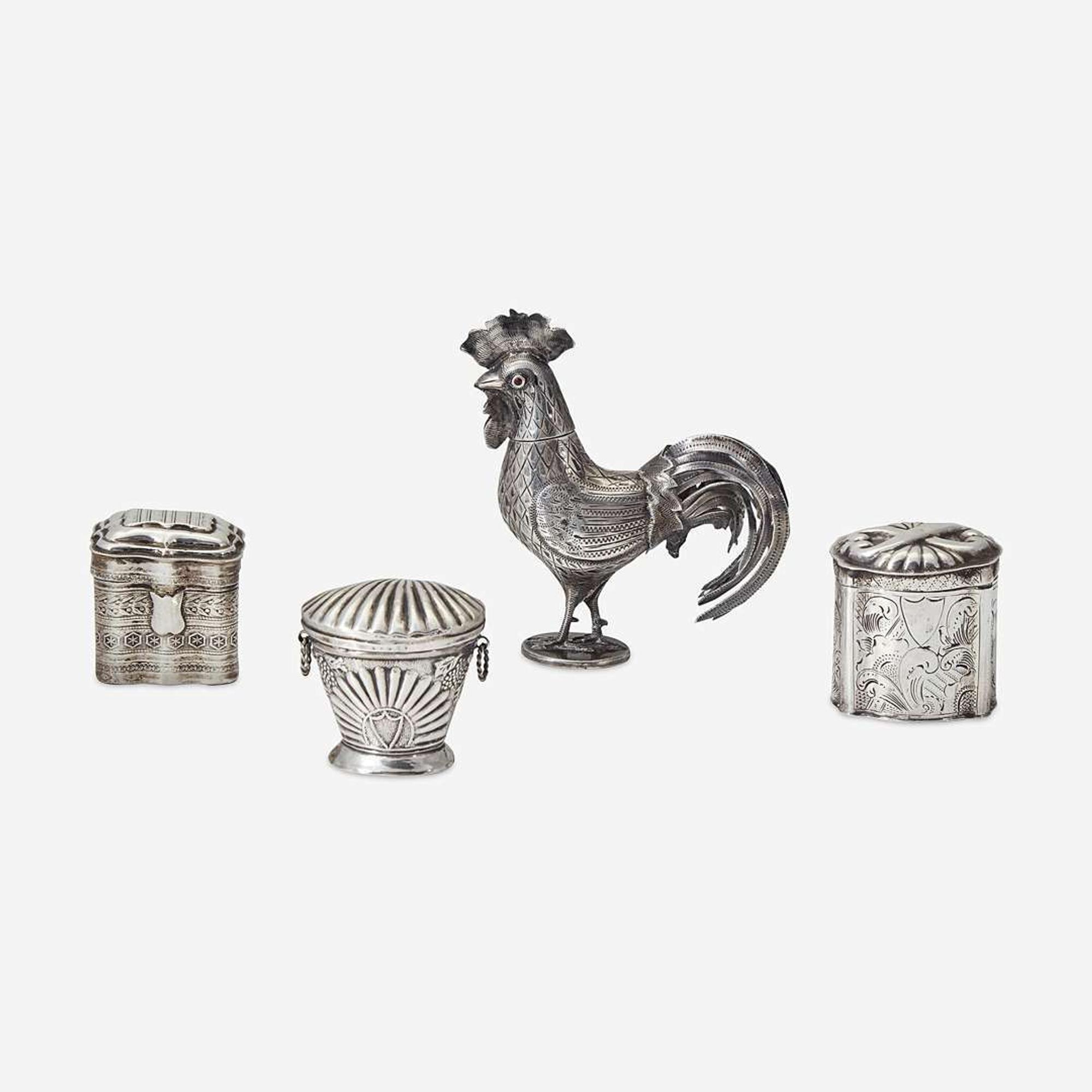 A group of four Continental silver boxes late 19th / early 20th century