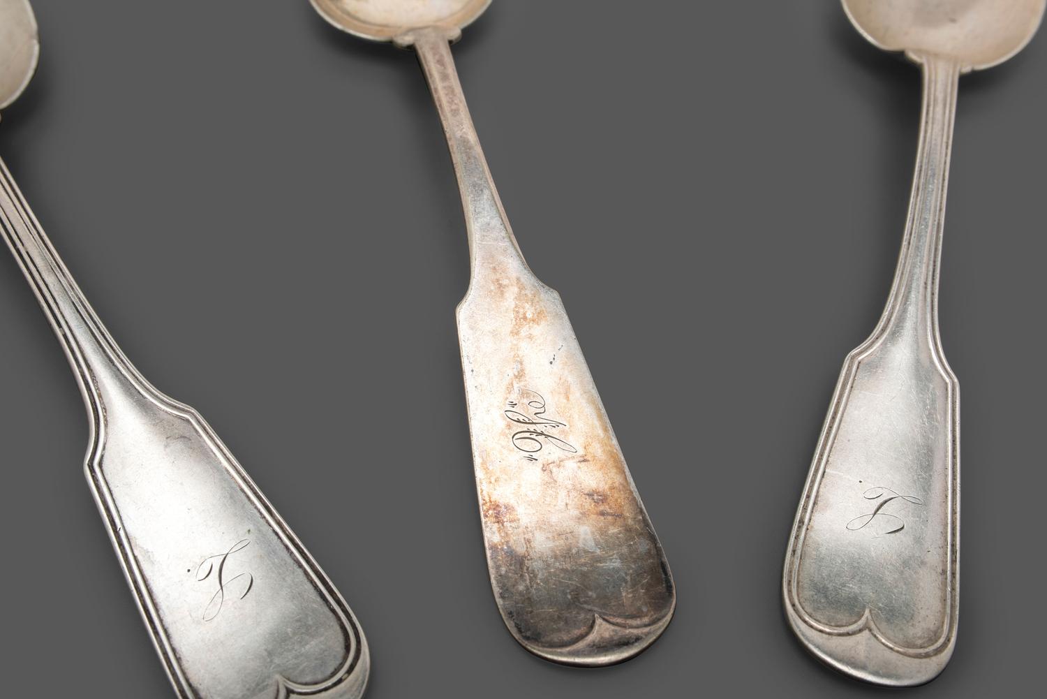 A Collection of Coin Silver Flatware