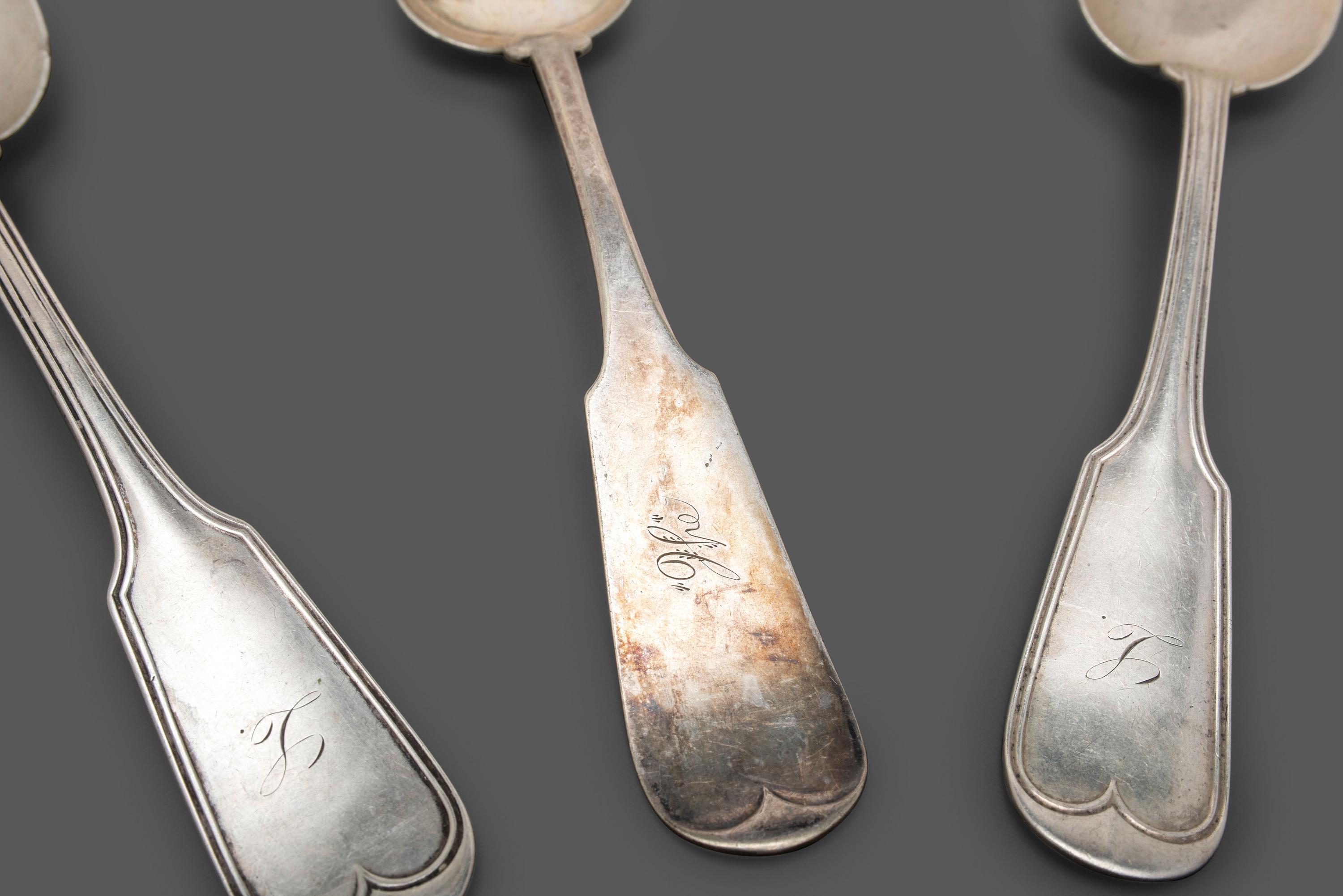 A Collection of Coin Silver Flatware